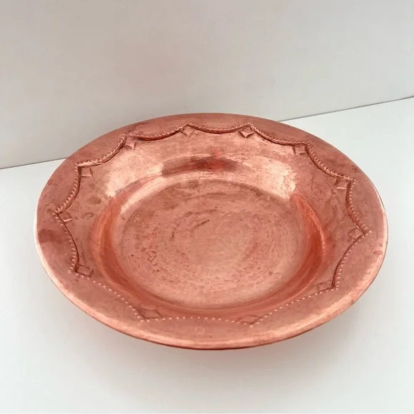 Vintage Sergei Nekrassoff Signed Hand Hammered Copper Bowl 10 inch Beading Rare